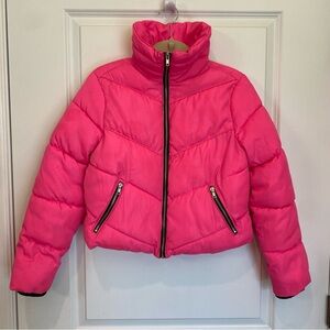 Girls Hot Pink Winter Puffer Jacket - Large 12/14